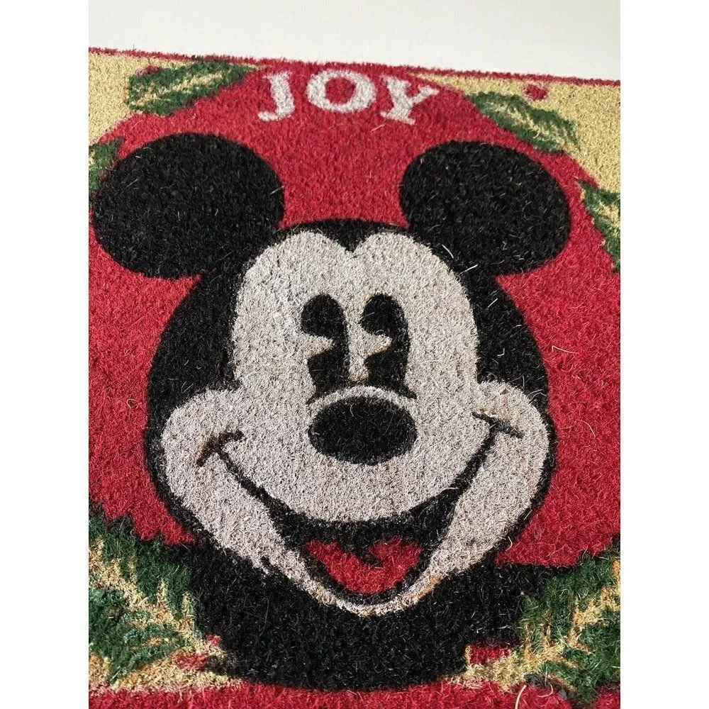 Disney Mickey Mouse Mistletoe Christmas Holiday Coir Door Mat 18x28” Outdoor NEW